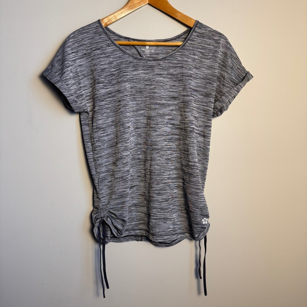 Tuff Athletics Women's Athletic T-Shirt Heathered Gray Small Ruched Side Ties